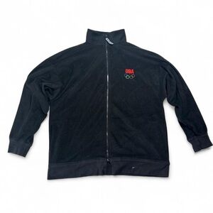 USA Olympics Fleece Jacket XXL Black Full Zip Y2K Made in USA